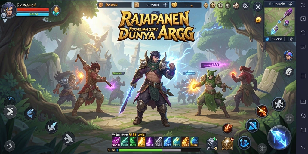 Screenshot RAJAPANEN menampilkan aksi pertarungan seru di dunia fantasi.
